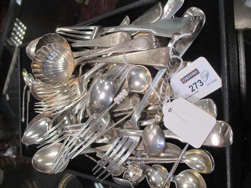Lot 273 - A collection of Scottish, English and Irish silver flatware