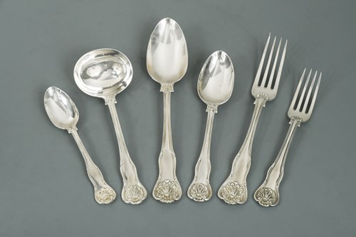 Lot 415 - A 39 piece set of Victorian silver flatware with 13 additions