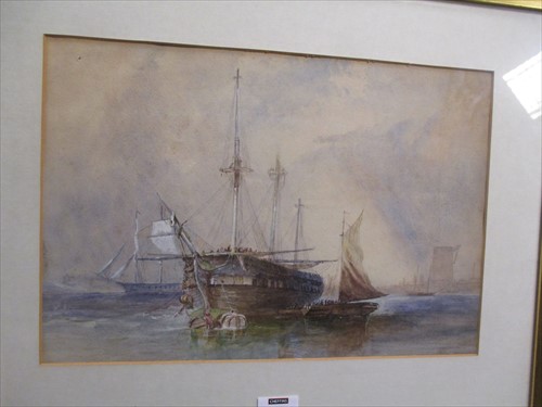 Lot 374 - English School (19th century) a three masted...
