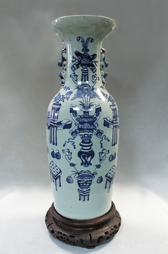 Lot 111 - A Chinese celadon glazed large vase, circa 1900