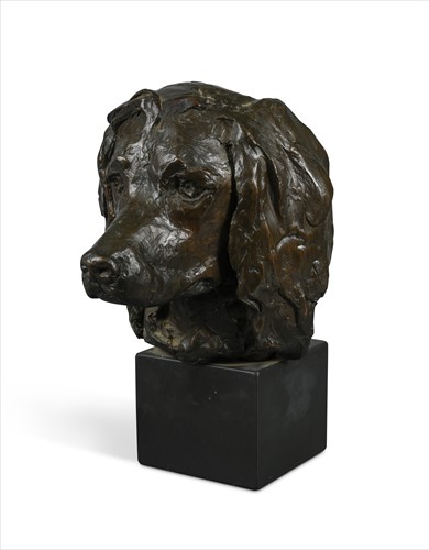 Lot 252 - English School, a modern bronze head of a spaniel “Wellington” 29 April 1991