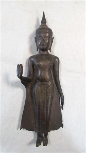 Lot 18 - A Thai bronze standing Buddha, 19th century