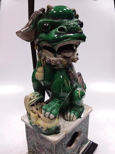 Lot 117 - A Chinese famille verte porcelain fo dog...