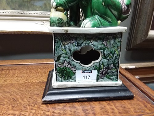 Lot 117 - A Chinese famille verte porcelain fo dog...