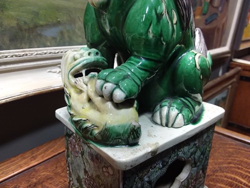 Lot 117 - A Chinese famille verte porcelain fo dog...