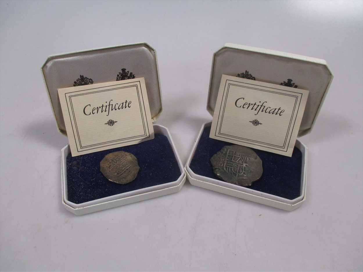 Lot 182 - Two spanish wreck coins, 8 reale and 4 reale - Lucayan beach pirate treasure 1628 - ex spinks