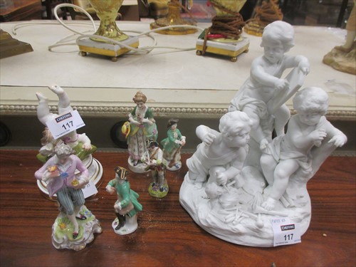Lot 117 - A mid-19th century Meissen figure of a cherub...