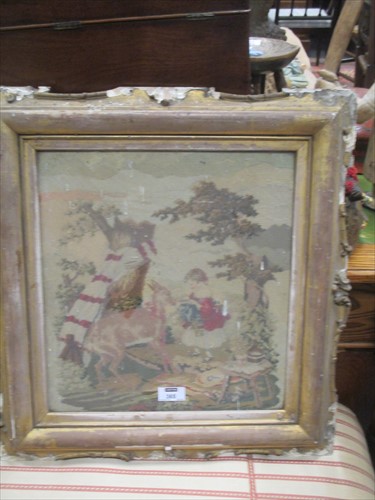 Lot 365 - A Victorian woolwork picture of a young girl...