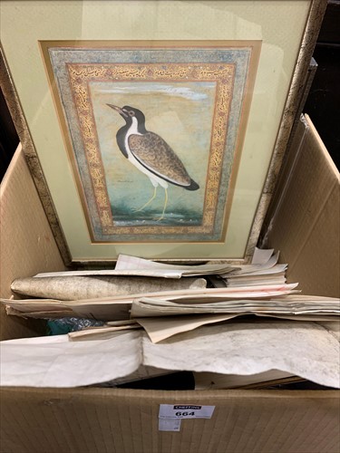 Lot 664 - A watercolour estuary scene, ephemera and old...