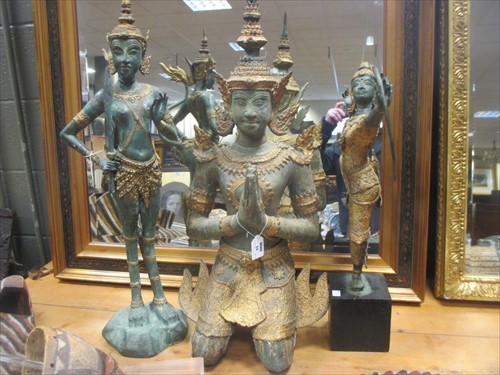 Lot 84 - Group of three 20th century Thai bronzed figures