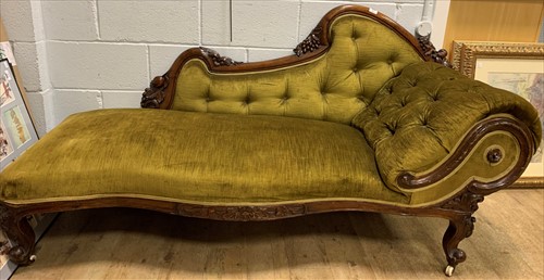 Lot 603 - A Victorian walnut show framed scroll end...
