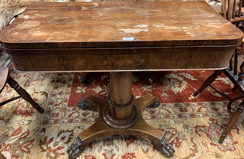 Lot 650 - A Victorian rosewood foldover card table, 77 x...