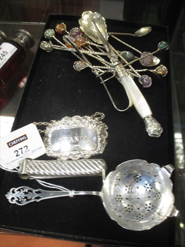 Lot 272 - A small collection of silver including a tea...