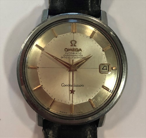 Lot 287 - Omega - A gentleman's stainless steel 'Constellation' 'Pie Pan' wristwatch
