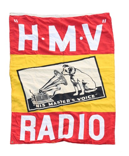 Lot 162 - A large HMV Radio flag