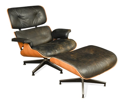 Lot 185 - Charles and Ray Eames for Herman Miller, a lounge chair model 670 and ottoman model 671