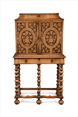 Lot 292 - A William and Mary walnut revival cabinet, early 20th century