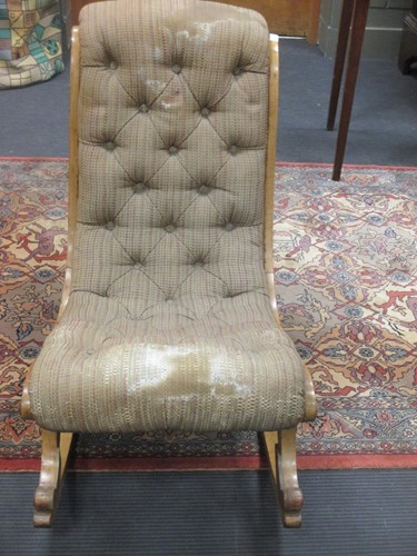 Lot 514 - An Edwardian rocking chair with buttoned...