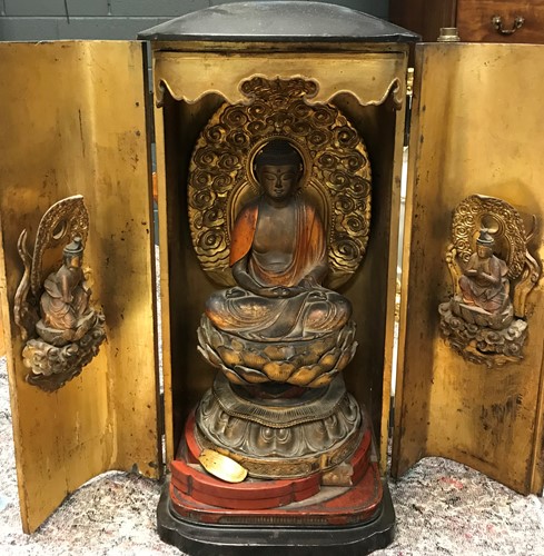 Lot 173 - A 19th century Japanese lacquered wood shrine