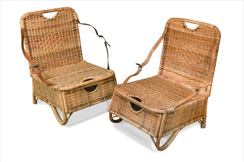 Lot 375 - A pair of vintage wicker fishing chairs