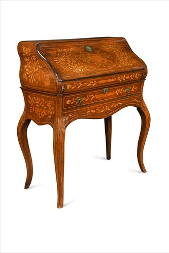 Lot 400 - A floral marquetry bureau de dame, mid 19th century