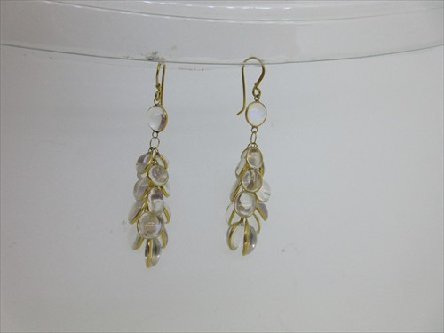 Lot 156 - A pair of moonstone waterfall earpendants