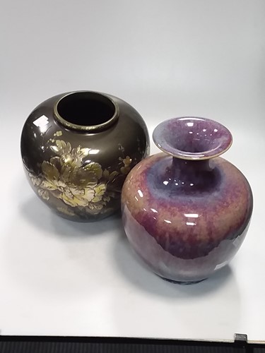 Lot 128 - A Japanese bronze and polished globular vase,...