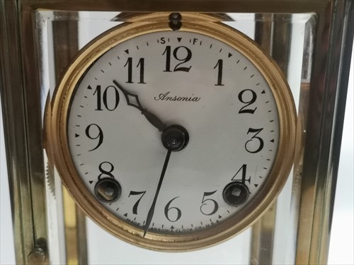 Lot 5 - A gilt brass mantel clock by Ansonia Clock Co.,...