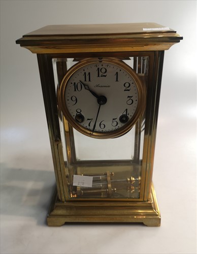 Lot 5 - A gilt brass mantel clock by Ansonia Clock Co.,...