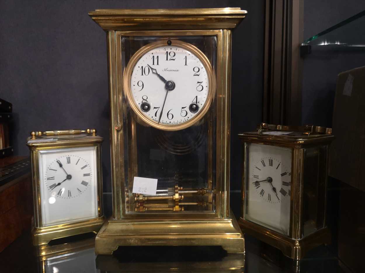 Lot 5 - A gilt brass mantel clock by Ansonia Clock Co.,...