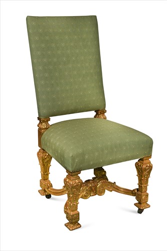 Lot 387 - A Louis XIV style giltwood side chair, late 19th century