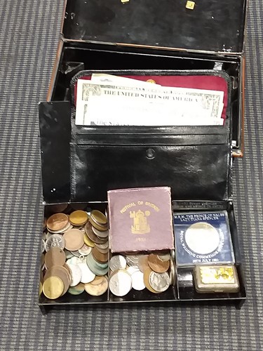Lot 163 - A metal cash box containing a large quantity...