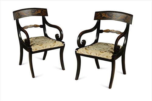 Lot 342 - A pair of Regency painted armchairs