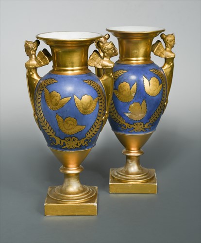 Lot 6 - A pair of 19th century Paris porcelain two-handled vases