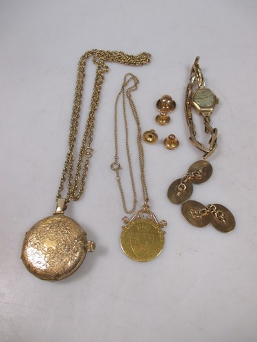 Lot 189 - A collection of gold jewellery and watches