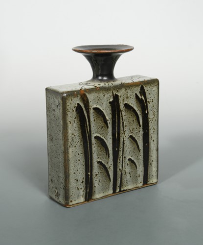 Lot 60 - In the manner of David Leach, a slab form stoneware vase