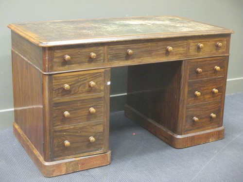 Lot 461 - A late Victorian faux walnut twin pedestal...
