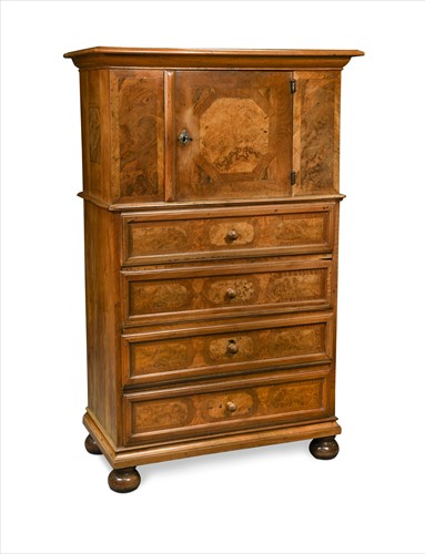 Lot 386 - An Austrian-Swiss walnut cabinet, early 19th century