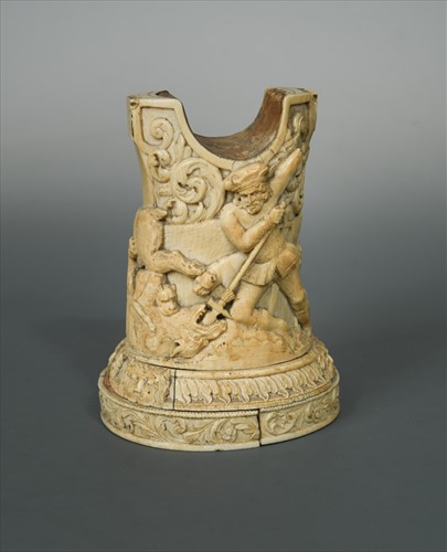 Lot 254 - A German ivory boar spear stand in the manner of Johann Gottfried Frisch, possibly 17th century