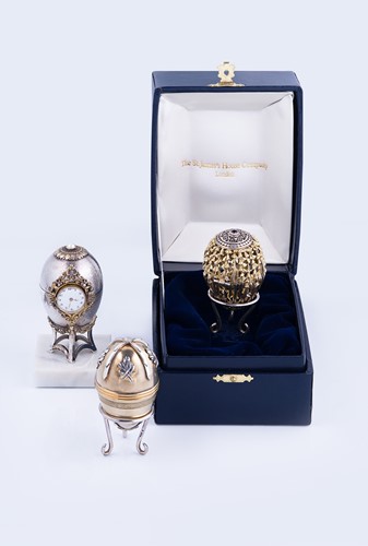 Lot 356 - A trio of 20th century silver and parcel gilt limited edition commemorative Easter eggs