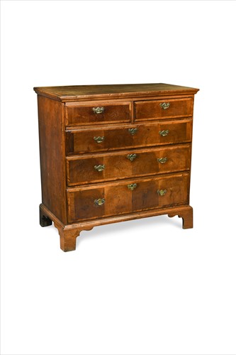 Lot 290 - A walnut and fruitwood banded chest , 18th century