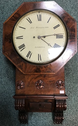 Lot 270 - A 19th century mahogany drop dial wall clock