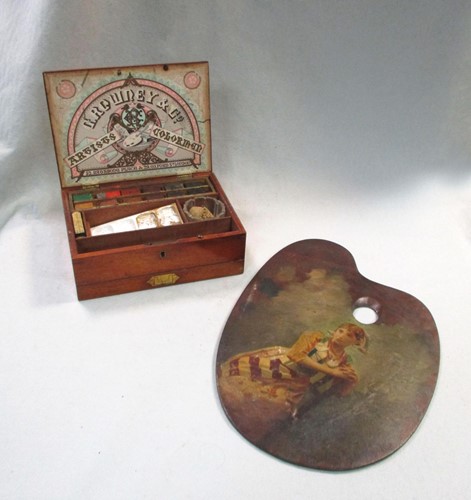 Lot 239 - A Victorian Rowley & Co mahogany paint box