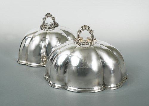Lot 375 - A pair of Victorian silver plated meat covers