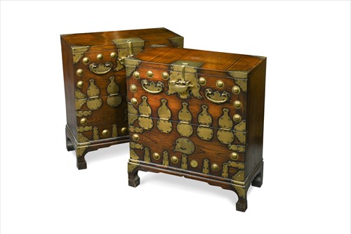 Lot 427 - A pair of Korean tansu chests, mid 20th century