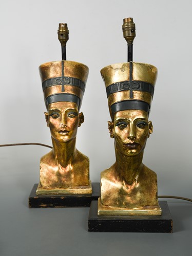 Lot 160 - A pair of 20th century Egyptian taste table lamps