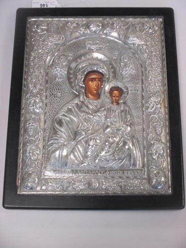 Lot 146 - A Greek silver Icon