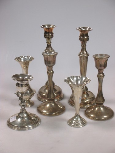 Lot 217 - Two pairs of candlesticks