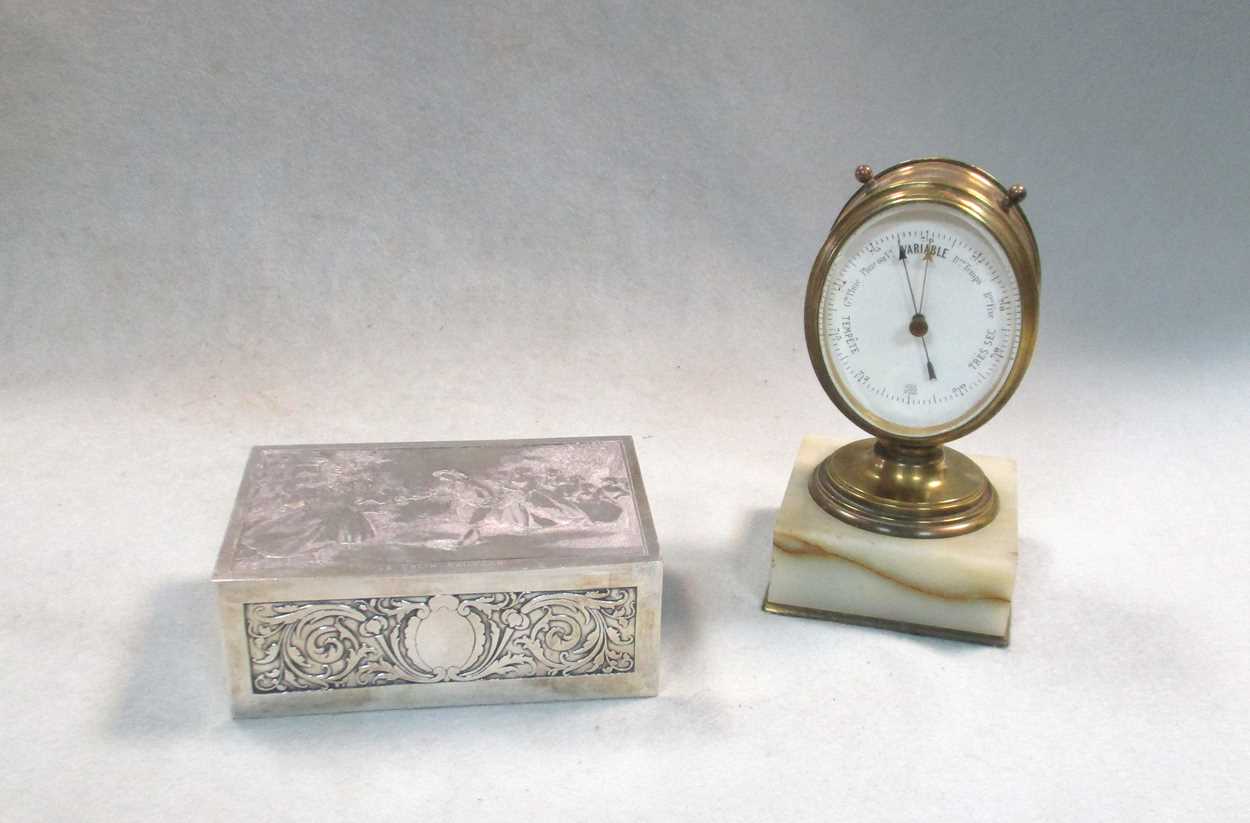 Lot 51 - A French desk top thermometer and barometer