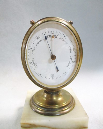 Lot 51 - A French desk top thermometer and barometer